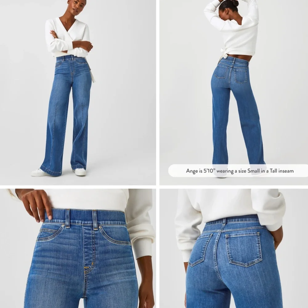 SPANX Seamed Front, Wide Leg Jeans Size Medium NWT - Picture 2 of 4